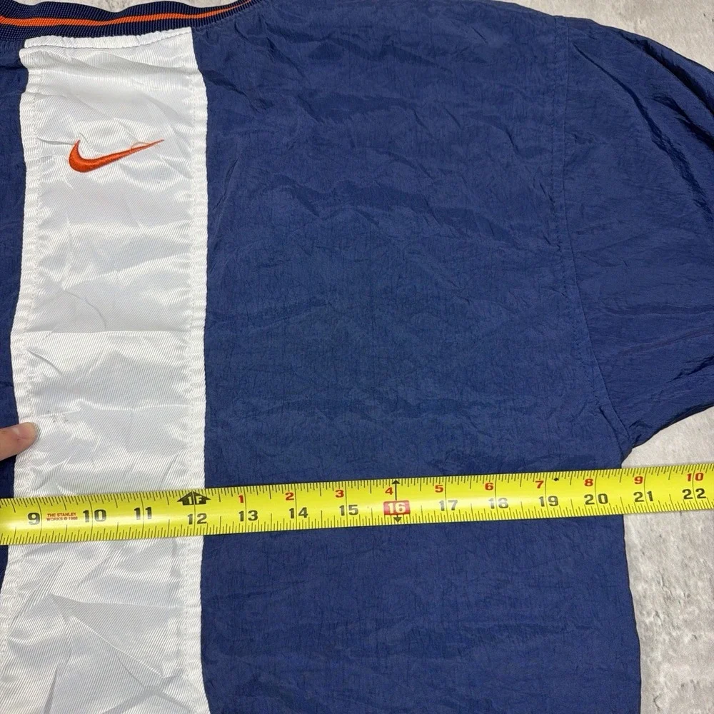 Vintage 90s Nike Blue White Orange Nylon Pullover Windbreaker Jacket Youth S (6)